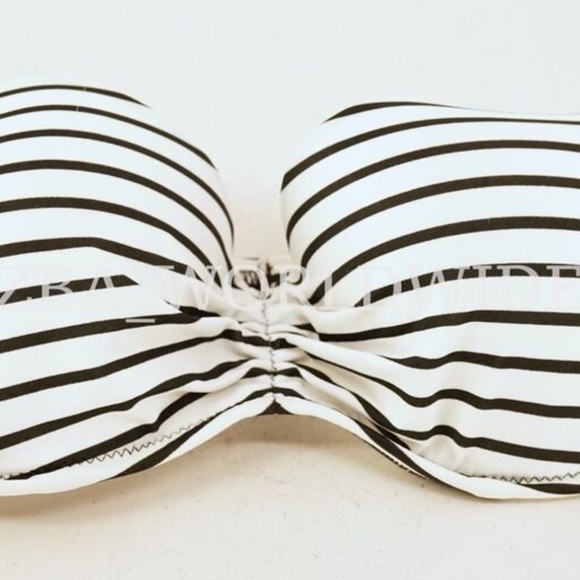 Victoria's Secret Black & White Stripe Flirt Bandeau Swim Top - Picture 1 of 3